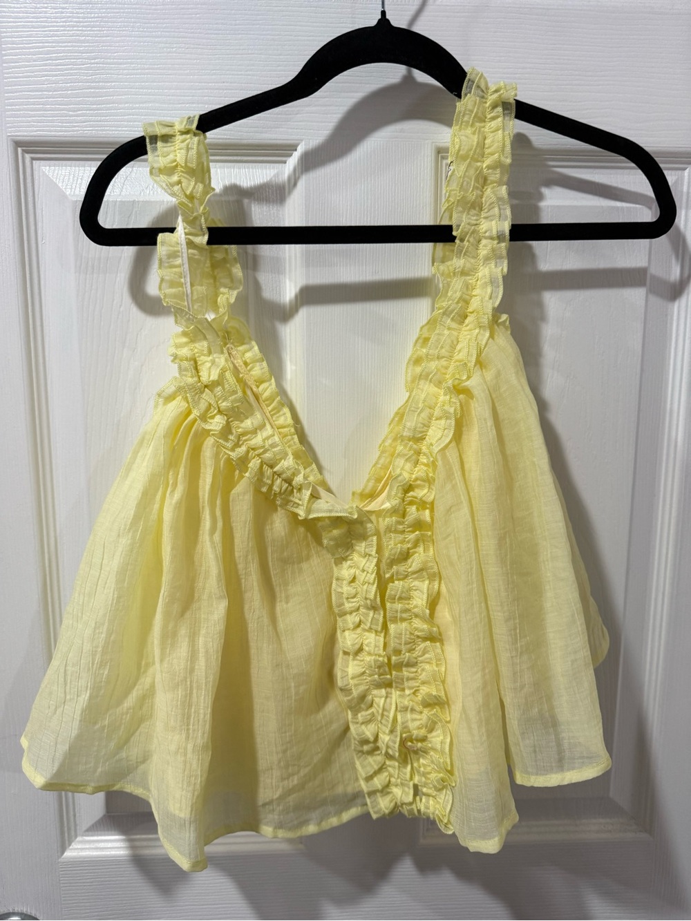 Light Yellow Ruffled Sleeveless Crop, flowy, beachy